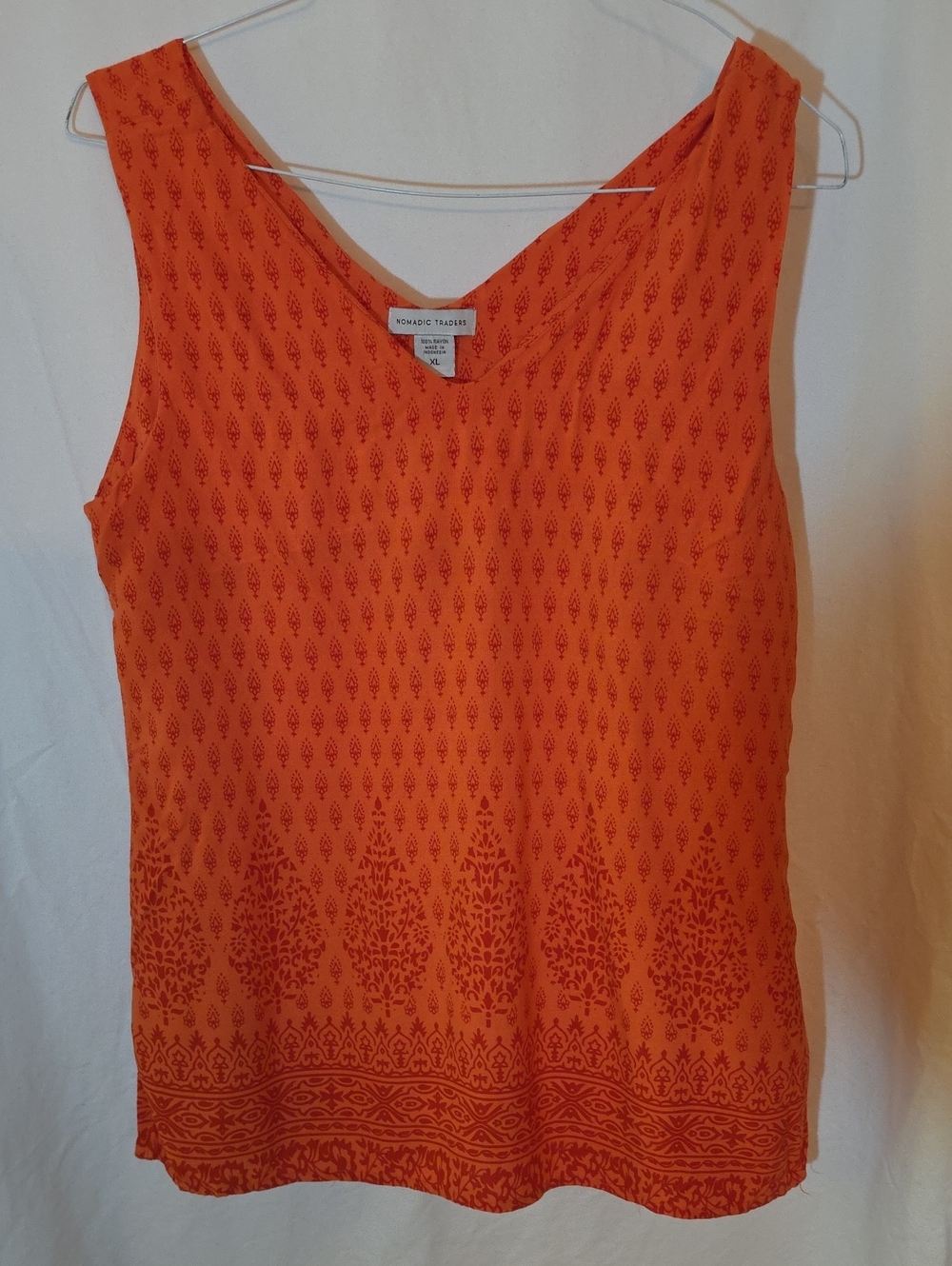 Nomadic Traders Orange Printed V-Neck Sleeveless Tank